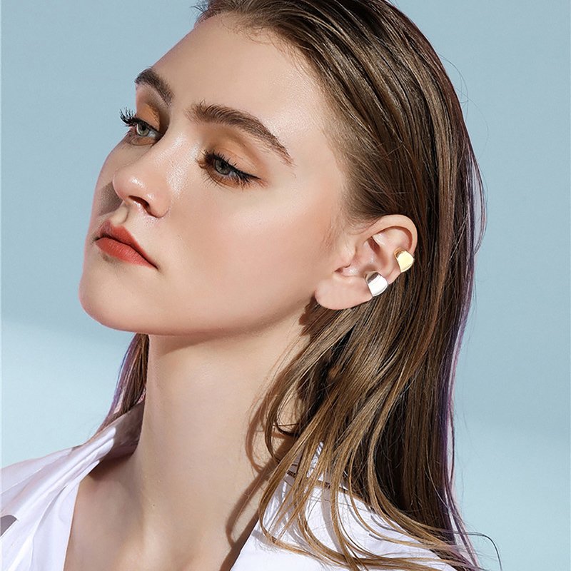 RINNTIN CL07 trendy earring jewelry Christmas single hook huggies cartilage 18k 14k gold plated ear cuffs earrings set for women