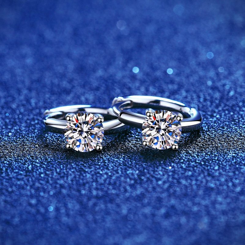 WZ014 Fine 0.5Carat Vvs Plated Platinum 925 Sterling Silver Earring Jewelry Moissanite Wedding Engagement Earrings For Women
