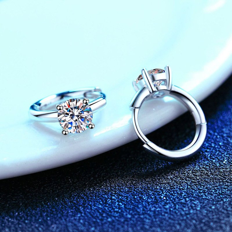 WZ014 Fine 0.5Carat Vvs Plated Platinum 925 Sterling Silver Earring Jewelry Moissanite Wedding Engagement Earrings For Women