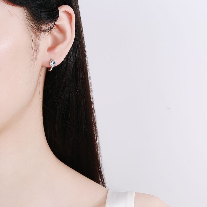 WZ014 Fine 0.5Carat Vvs Plated Platinum 925 Sterling Silver Earring Jewelry Moissanite Wedding Engagement Earrings For Women