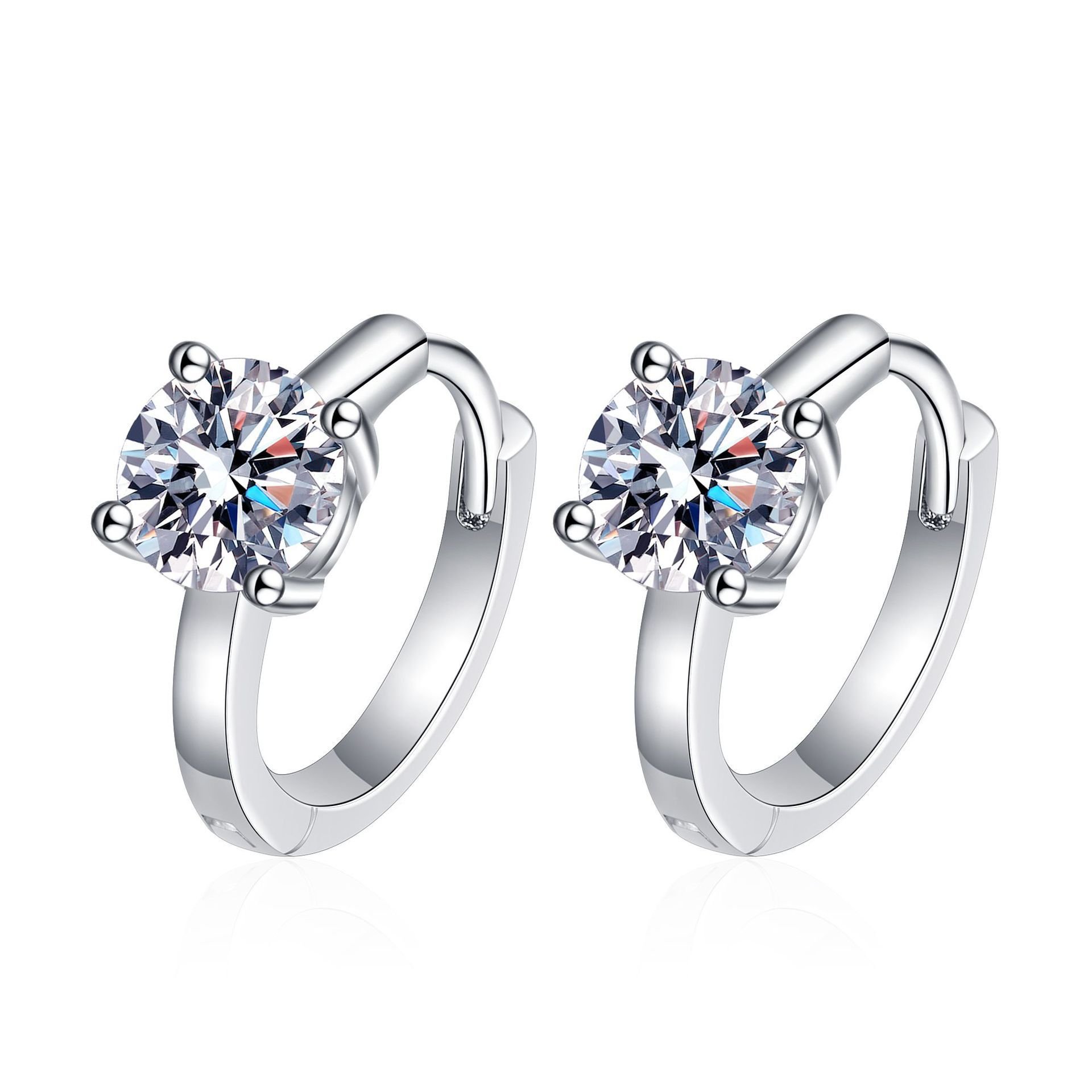 WZ014 Fine 0.5Carat Vvs Plated Platinum 925 Sterling Silver Earring Jewelry Moissanite Wedding Engagement Earrings For Women