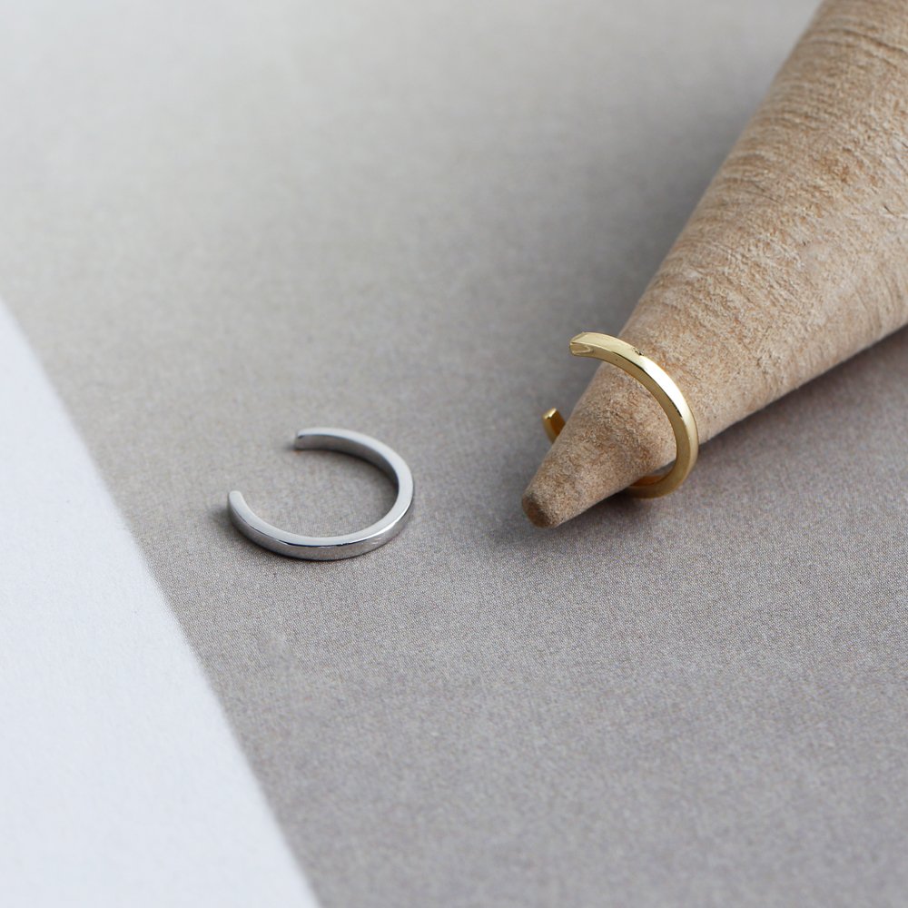 fashion 925 sterling silver simple plain gold plated ear cuff earrings women silver jewelry