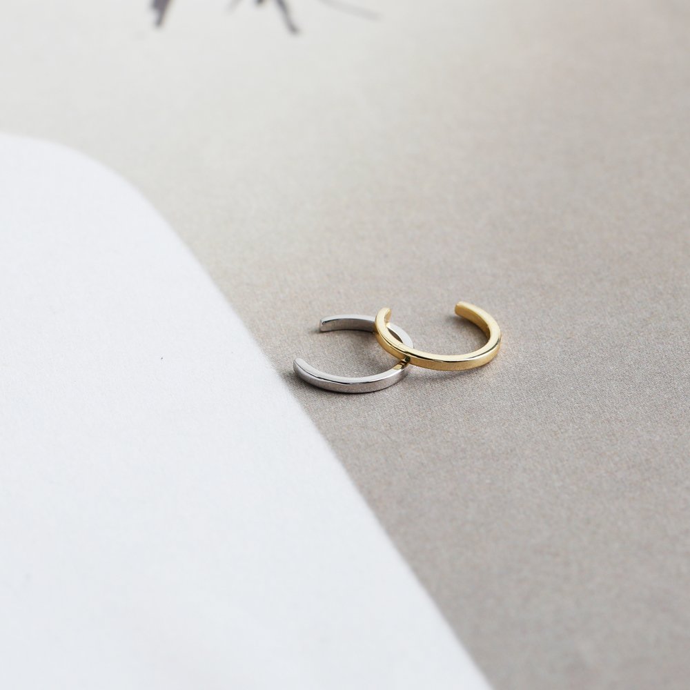 fashion 925 sterling silver simple plain gold plated ear cuff earrings women silver jewelry
