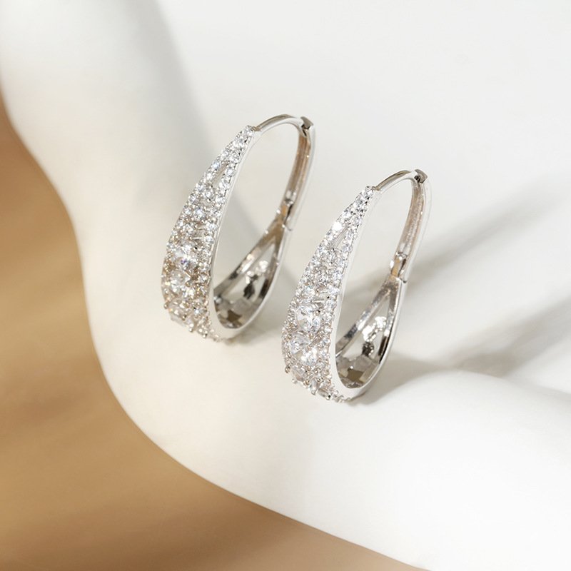 925 sterling silver zircon Sparkle earrings