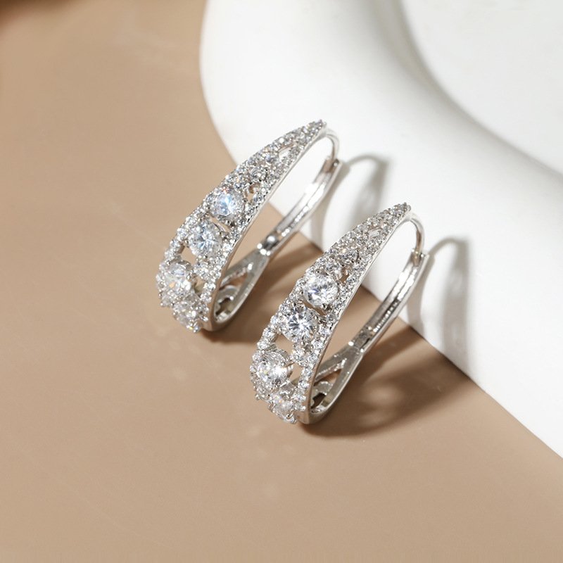 925 sterling silver zircon Sparkle earrings