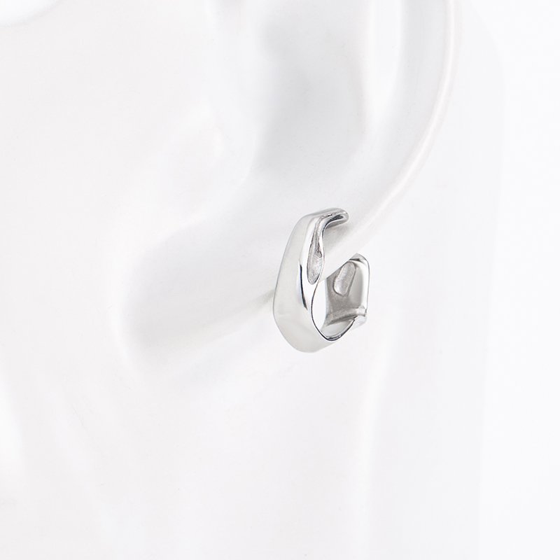 Hip Hop Cool Youth Irregular Ear Cuff Stainless Steel Simple Geometric Clip Earrings