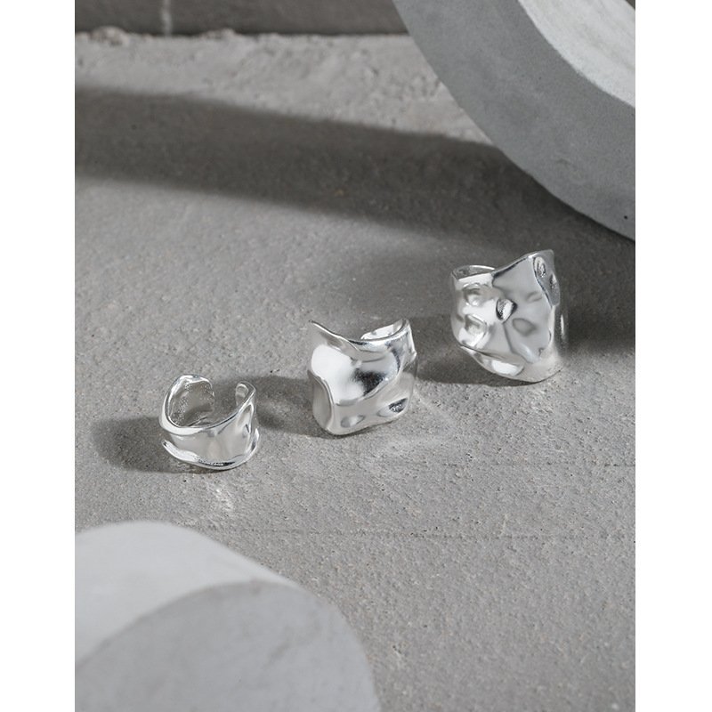 Minimalist Ear Cuff S925 Sterling Silver Earring Set Texture Ear Clip Without Piercing Earrings Women