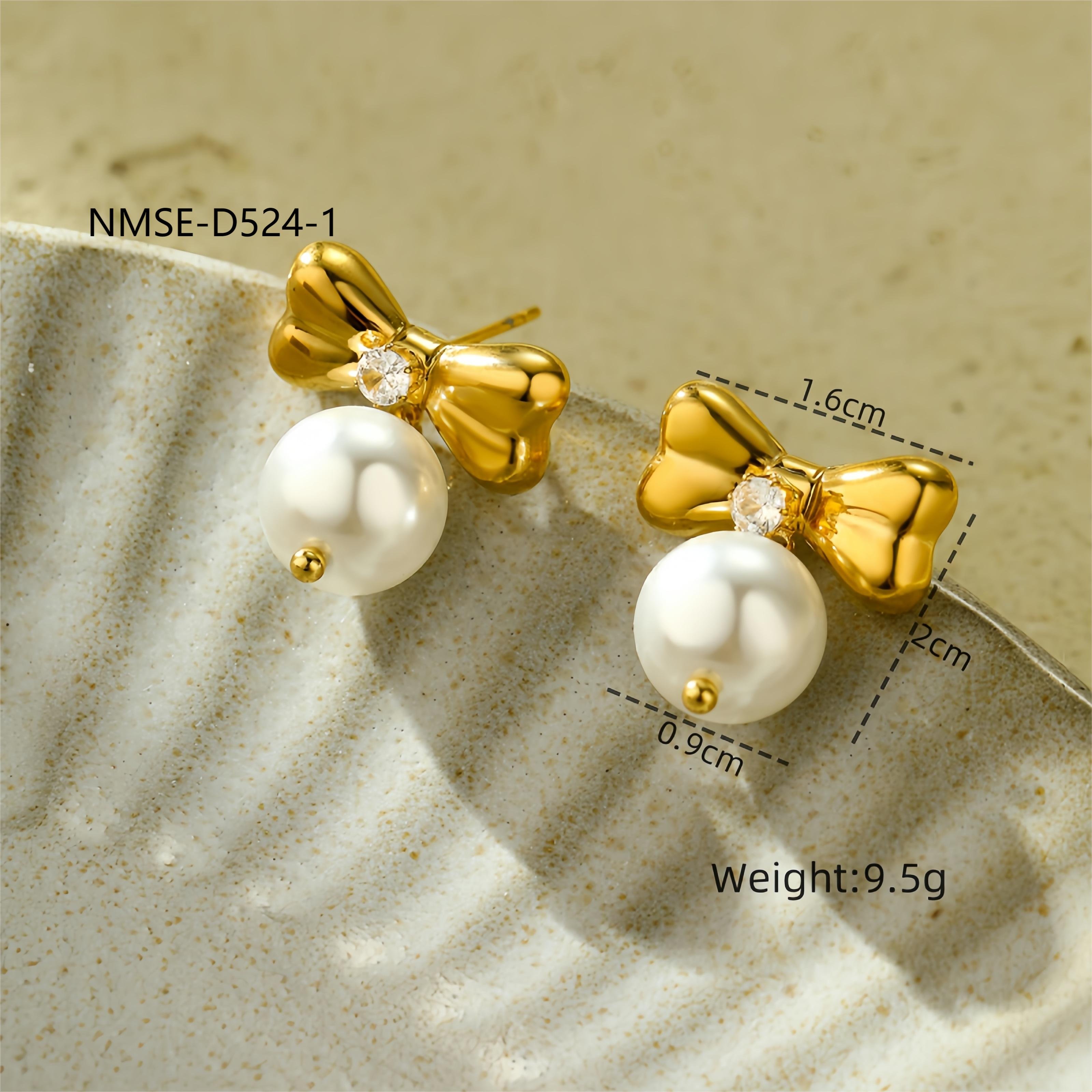 Fashion Bow Knot Drop Earring Collection Women Stainless Steel Heart Pearl Charm Hypoallergenic Earrings Y2K Trendy
