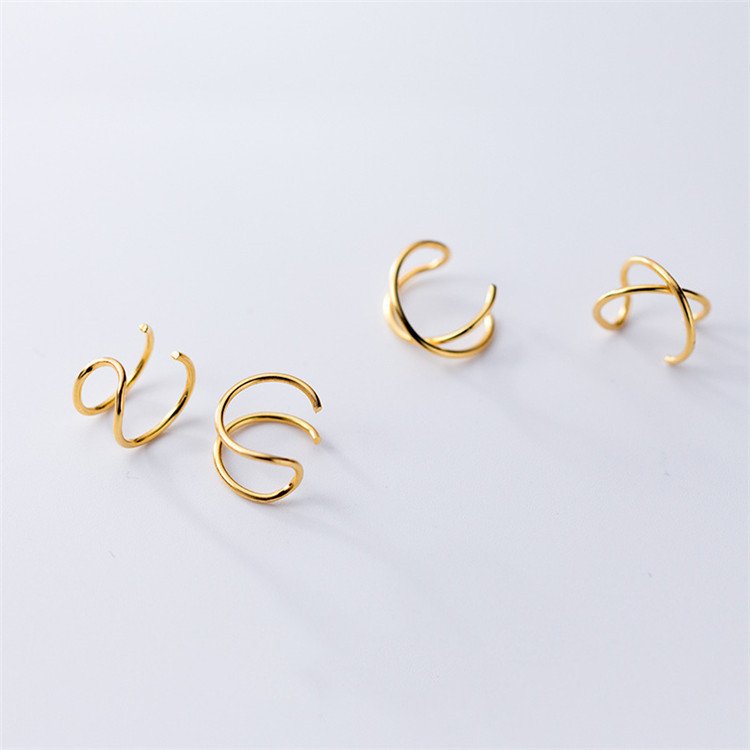 SP S925 Cuff Earrings Ear Cuff Earrings Style 925 Sterling Silver Simple Fashion for Women and Men Stud Earrings Super Jewelry