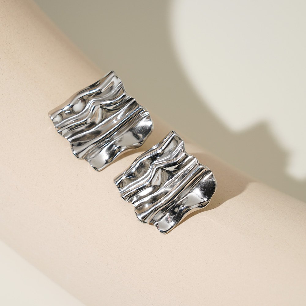Hypoallergenic Stainless Steel Handmade Earrings Women Luxury Silver Jewelry Stud Earrings