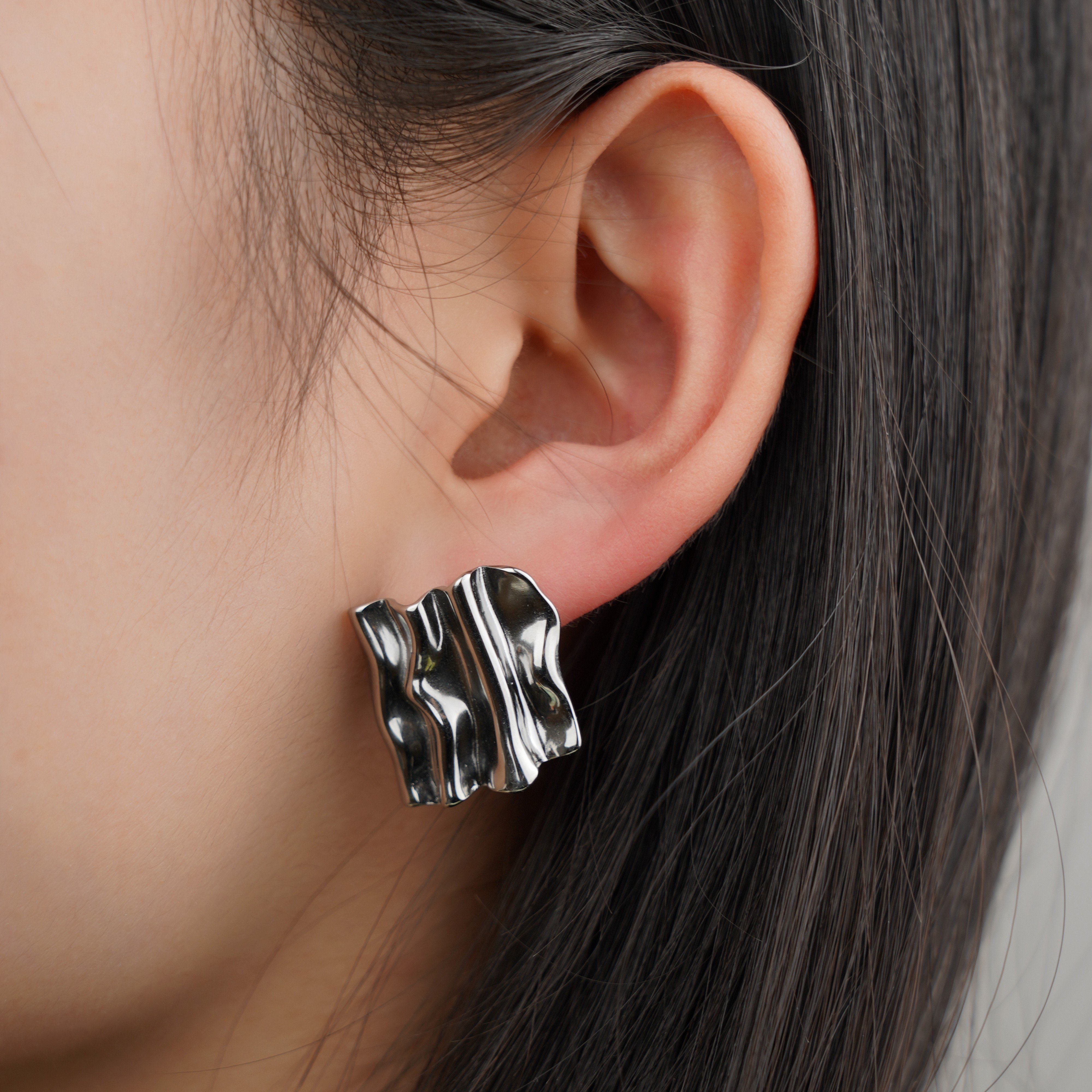 Hypoallergenic Stainless Steel Handmade Earrings Women Luxury Silver Jewelry Stud Earrings