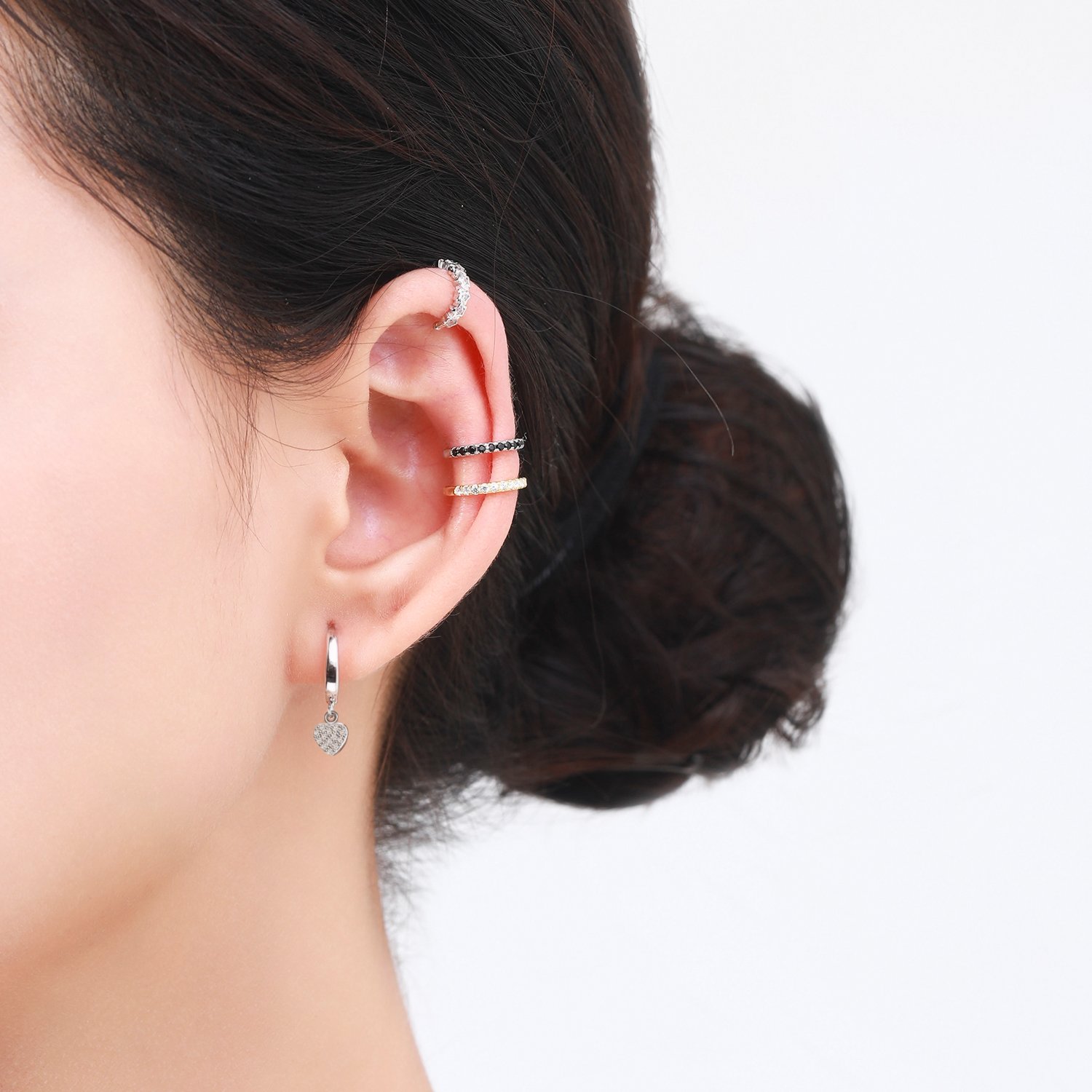Exquisite 925 Sterling Silver Stars Punk Ear Cuff For Women Fashion Gold Color Clip Earrings Charming Fine Jewelry