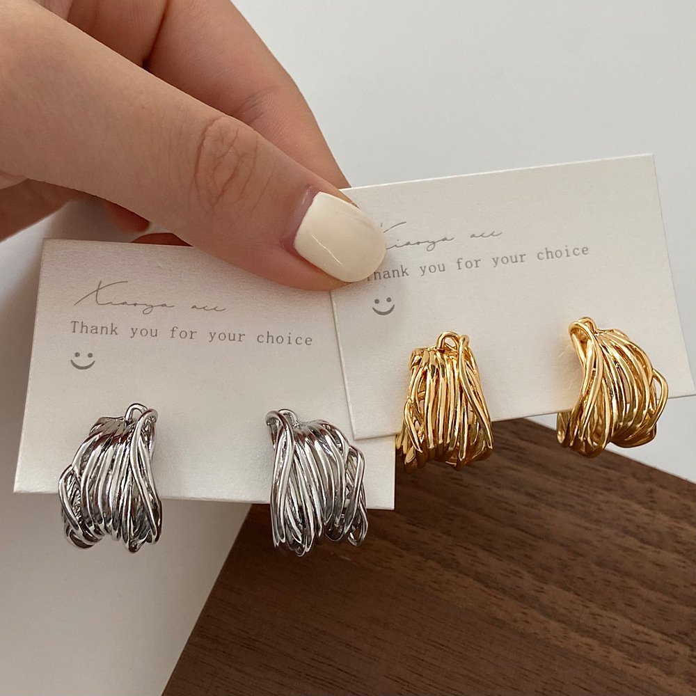 INS style hot sale earrings popular style earring winding C-shaped gold plated brass copper alloy earrings