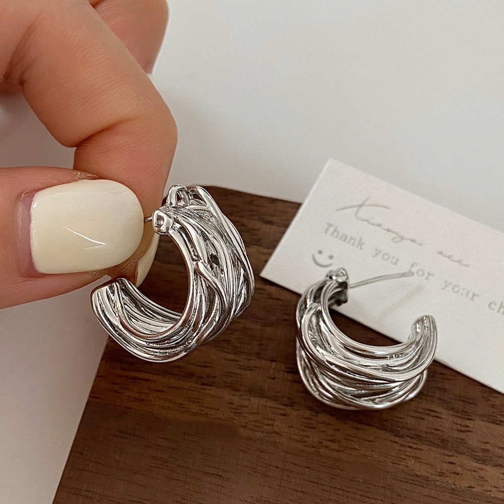 INS style hot sale earrings popular style earring winding C-shaped gold plated brass copper alloy earrings
