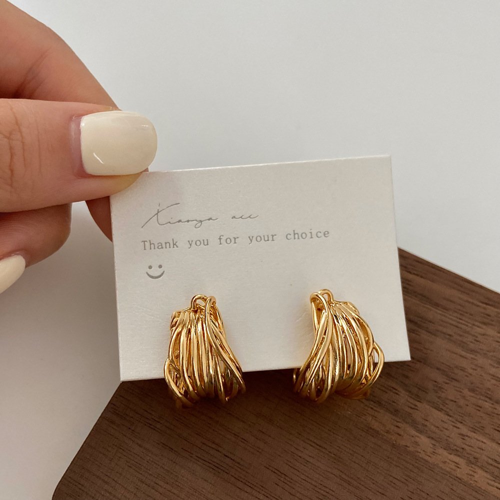 INS style hot sale earrings popular style earring winding C-shaped gold plated brass copper alloy earrings