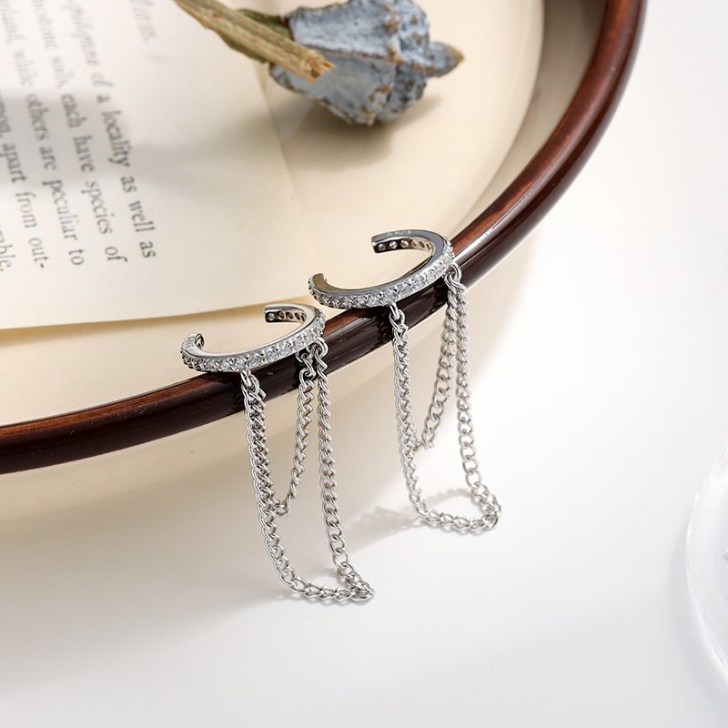 Simple 925 Sterling Silver Tiny Line Cz Minimalist Vintage Fashion Fine Jewelry Gold Plated Cuff Clip Earring Women