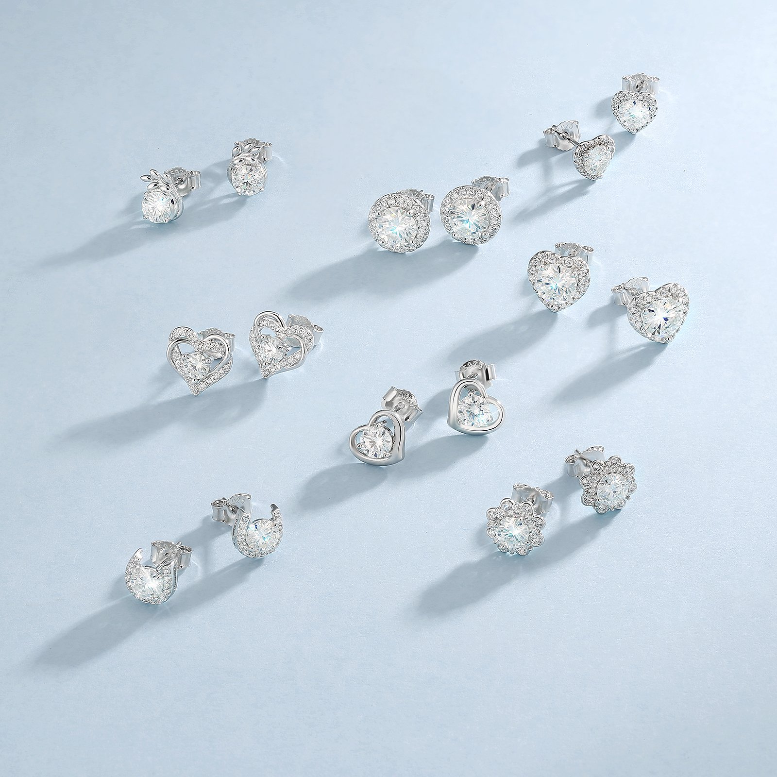 KRKC Wholesale 0.5ct 1.0ct 925 Sterling Silver VVS1 Moissanite Diamond Halo Earring Hypoallergenic Stud Earrings For Brides