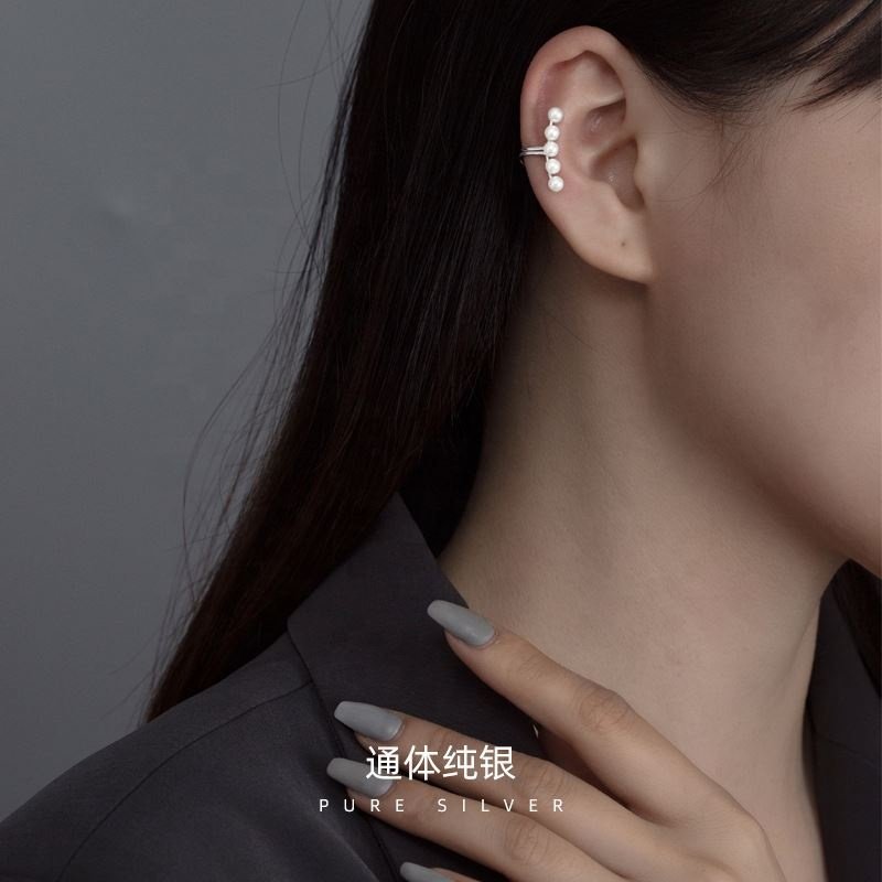 fashion earrings jewelry 925 sterling silver pearl ear cuff earrings gold plated small pearl earrings women silver jewelry