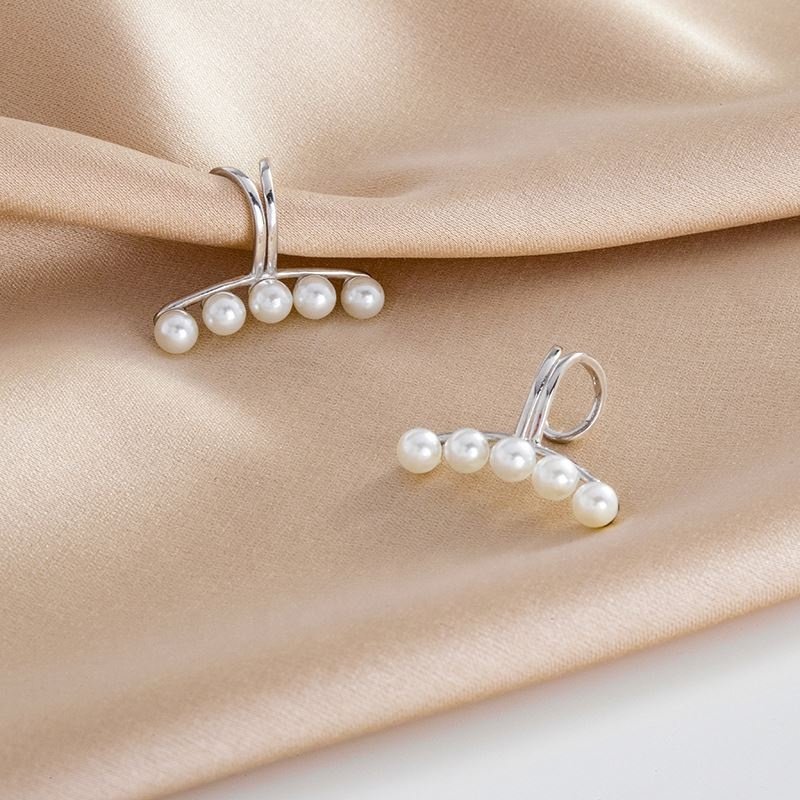 fashion earrings jewelry 925 sterling silver pearl ear cuff earrings gold plated small pearl earrings women silver jewelry