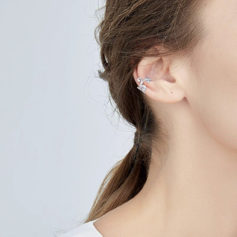 925 Sterling Silver Ear Cuff Vine Design Non-Piercing Earrings Fine Jewelry for Women