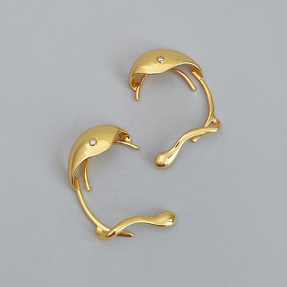 Irregular Clip On Ear Cuff Zircon For Women Party Earrings Original Design 18K Gold Plated Brass Jewelry E221386