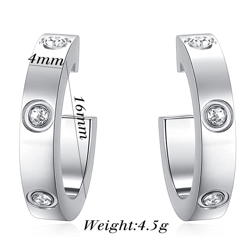 2024 New Trendy Ins Fashion Geometric U-shaped Earrings Stainless Steel Love Heart Ear stud Cuff Earrings Women