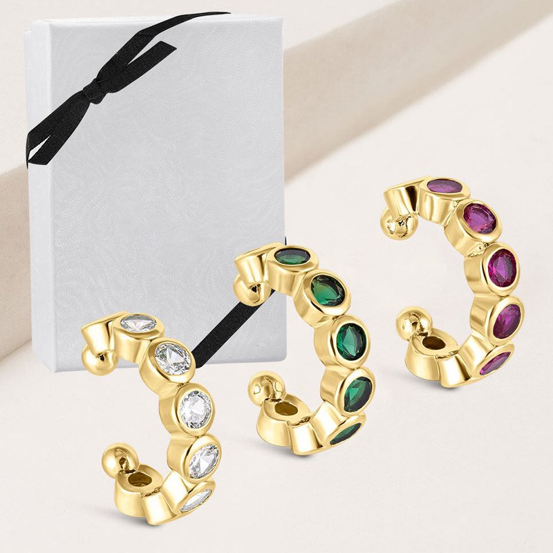 Dainty Fashion Non Pierced Clip On Cartilage Single Cuff Earrings 18k Gold 925 Sterling Silver Zircon Ear Cuff For Women