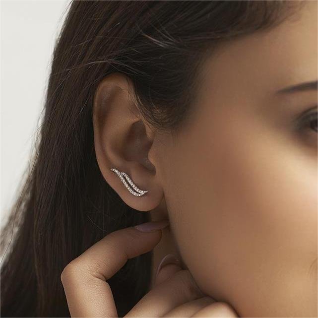 Custom 5A Cubic Zirconia Wholesale Women's High Fine Jewelry Engage Sweep Diamond 925 Sterling Silver Wedding Diamond Ear Cuffs