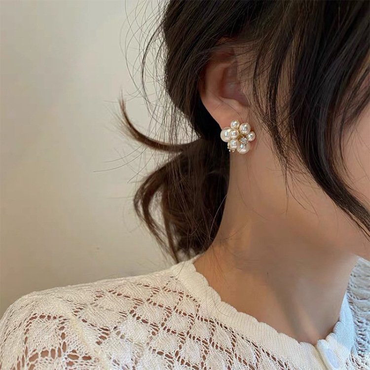 DAIHE 2024 Wholesale Price Korea Style Earrings Women Luxury Fashion Jewelry Pearl Zircon Earrings