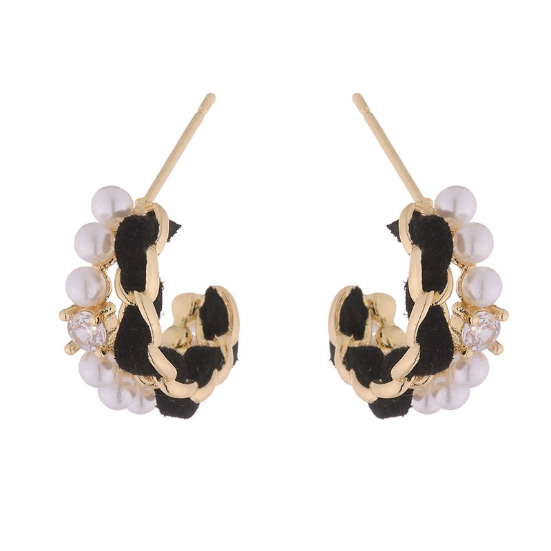 B621 Black Velvet Pearl Ear Cuff Earrings, Personalized & Luxurious, High-end & Elegant, Unique Design, Fashionable & Chic