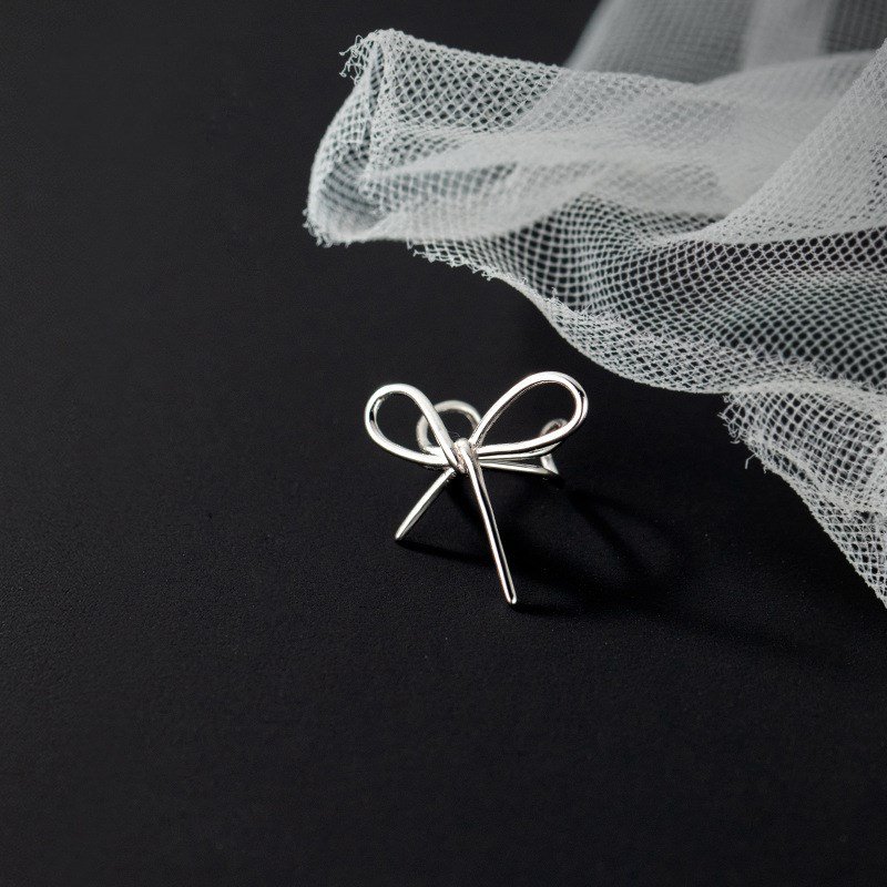 Fashion 925 Sterling Silver No Piercing Ear Bone Cuffs Earings Bowknot Shape Gold Plated Clip on Earrings Jewelry for Women