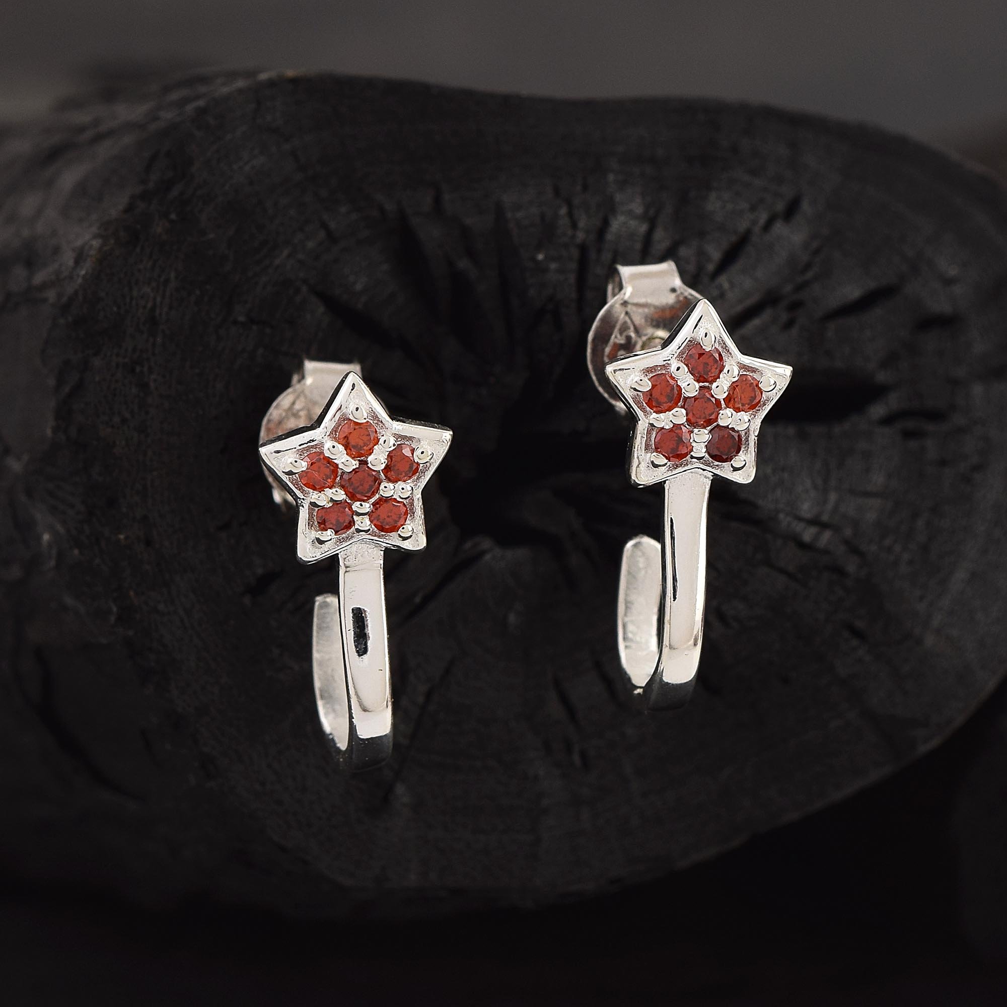 Top Selling Minimalist Star Charm Cuff Links 925 Sterling Silver Studs Good Quality Carnelian Gemstone Earrings Fine Jewelry