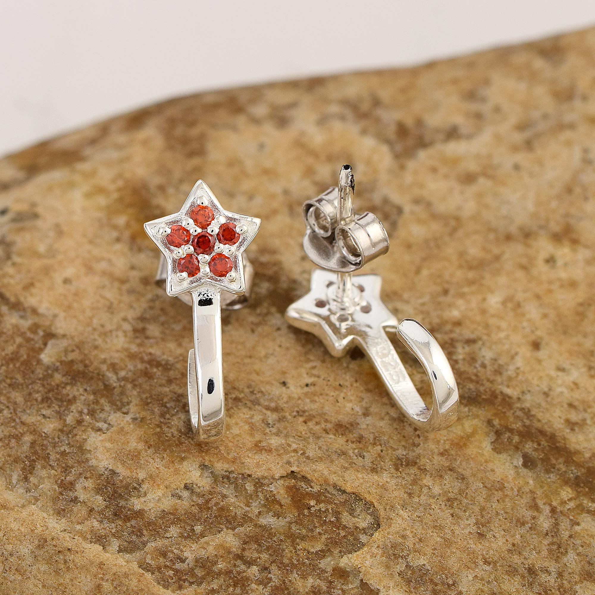 Top Selling Minimalist Star Charm Cuff Links 925 Sterling Silver Studs Good Quality Carnelian Gemstone Earrings Fine Jewelry