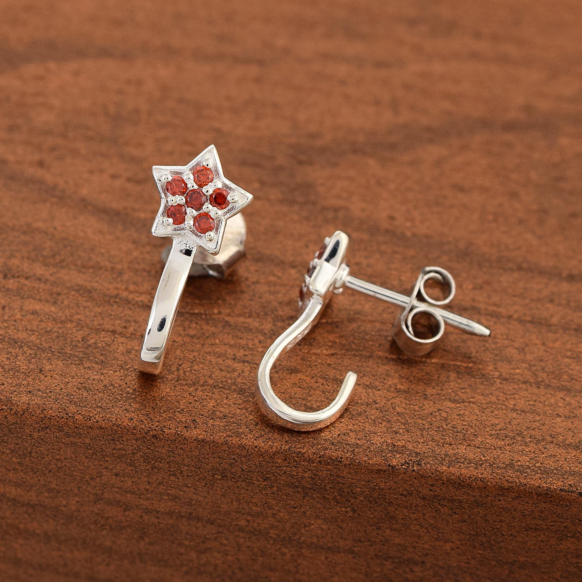 Top Selling Minimalist Star Charm Cuff Links 925 Sterling Silver Studs Good Quality Carnelian Gemstone Earrings Fine Jewelry