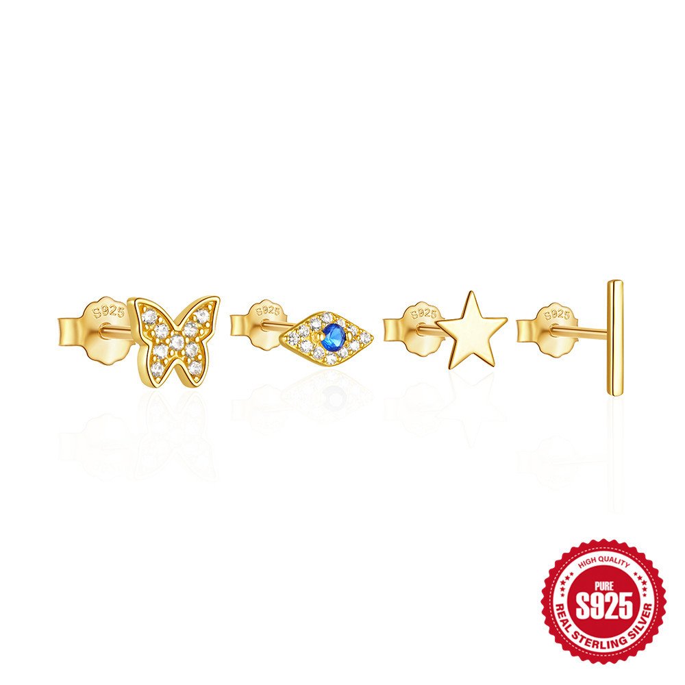Women Luxury Sliver Earring Sets Butterfly Star 925 sterling silver pearl earring Jewelry Fine 2024