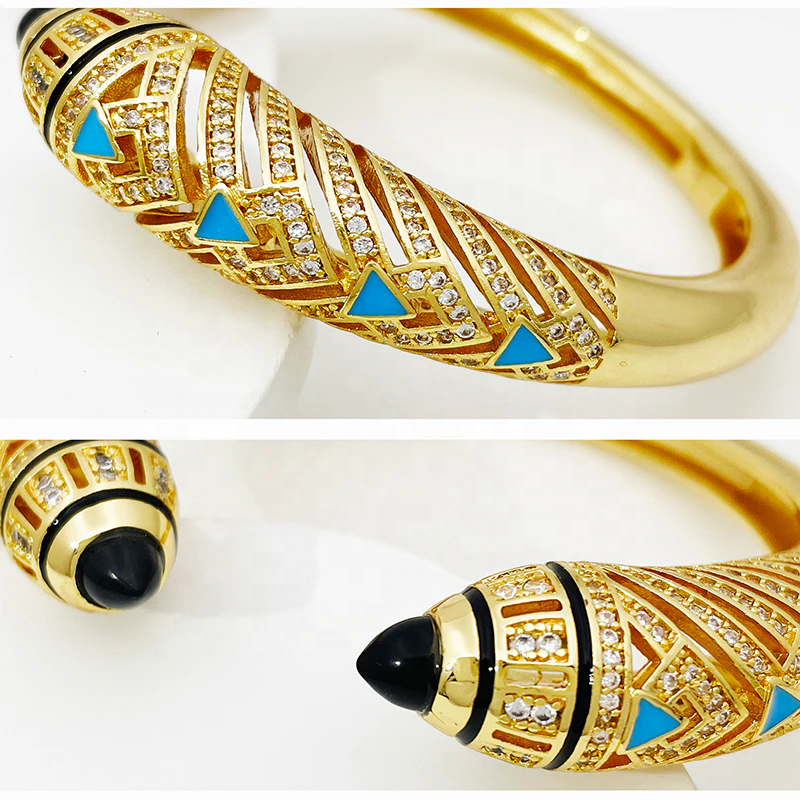 GZJPEI Luxury Women Bracelet Ring Set Dubai Gold Color Cuff Bangle Classic Earring Elegant Copper bracelet bague ensemble