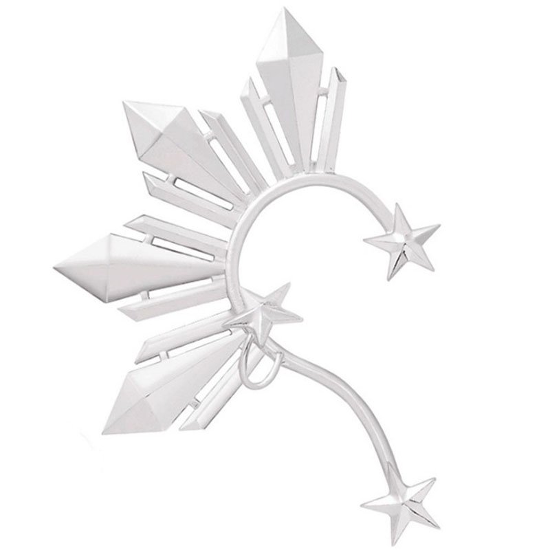 Fashion Diamond Stones Punk Trendy Gold-Plated Fan-Shaped Philippine Sun Stars Miss World Earring Cuff Jewelry
