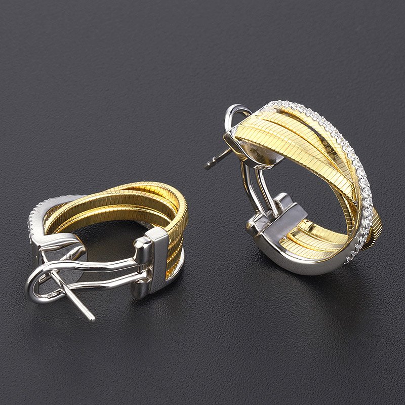 european jewelry s925 plated 18k gold cuff earring latest crossed italian rope custom brand silver ladies earrings with zirconia