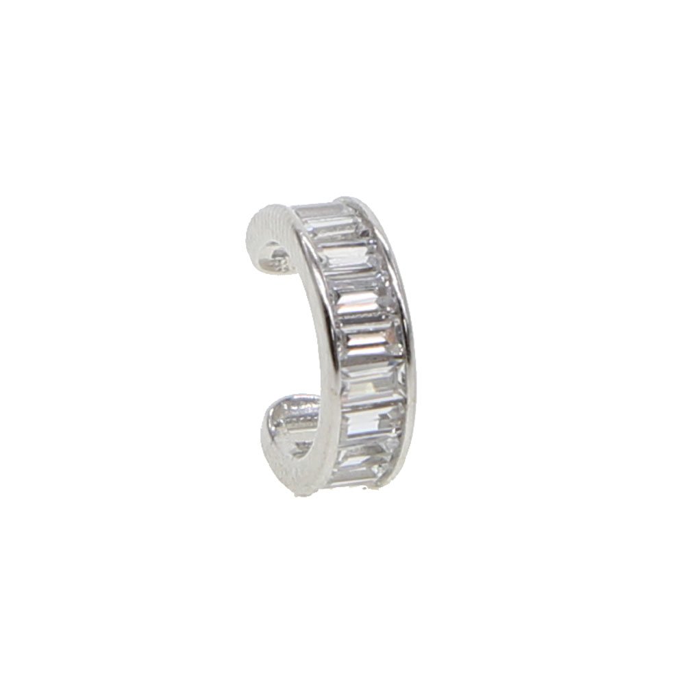 promotion no piercing ear cuff bezel rectangle cubic zirconia 925 sterling silver fine jewelry crystal wedding earring