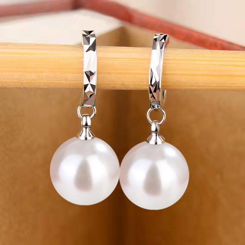 Manufacturer's Spot Black Gold Pearl Earring Buckle Women's Imitation 12MM Deep Purple Pearl Earring Buckle Diamond Shaped