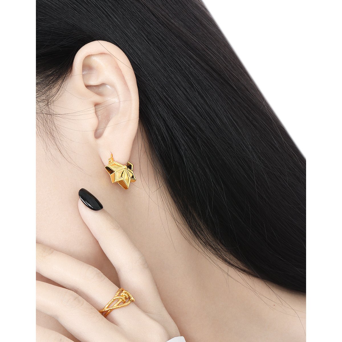 Promotion High Quality 925 Sterling Silver Maple Leaves Fine Piercing Cuff Earrings Jewelry For Women