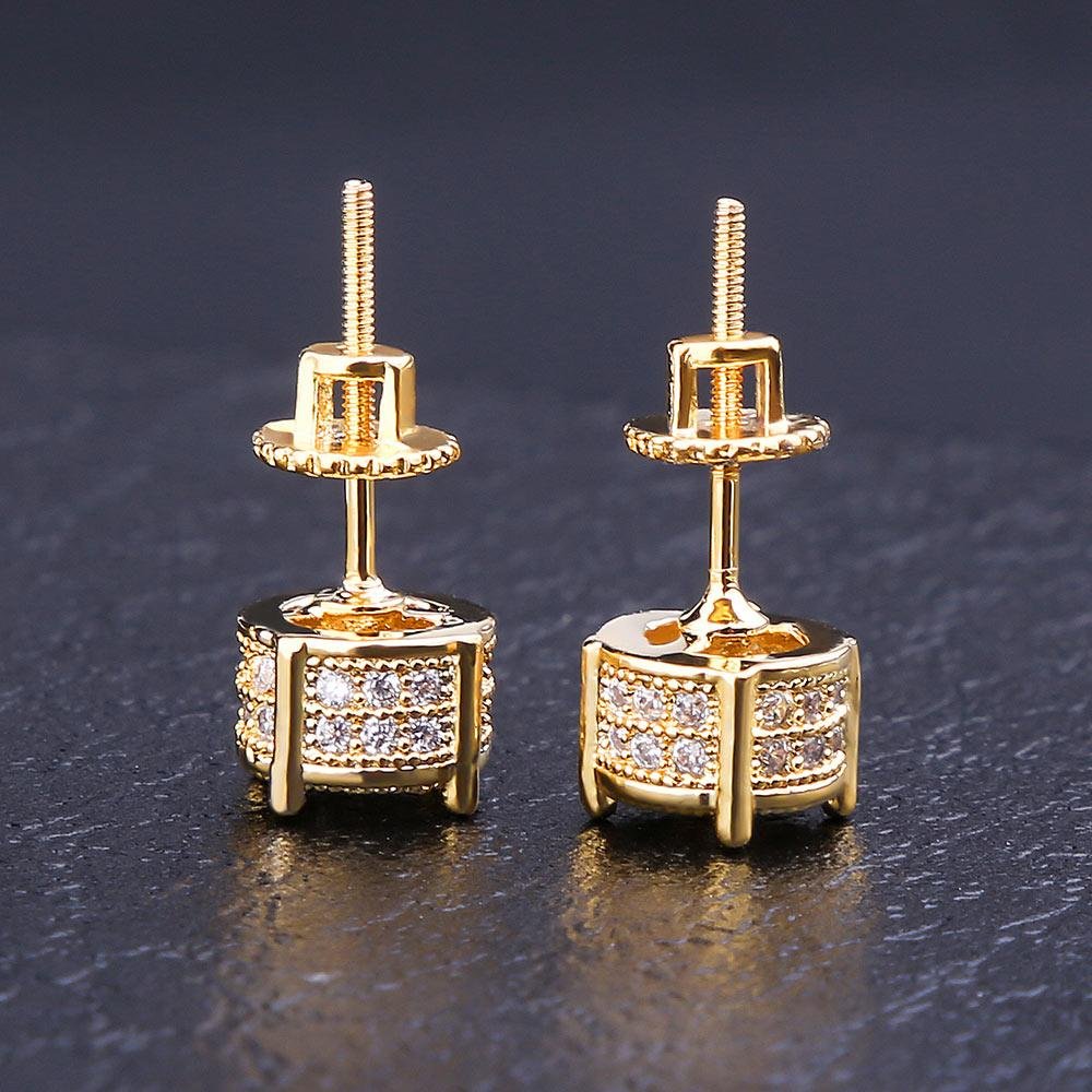 5A CZ Round Circle Huggie Earring Stud Diamond Jewelry 14K Gold Plated 925 Sterling Silver Iced Out Hoop Earrings for Men Women