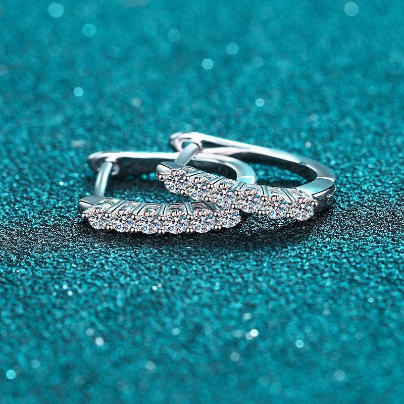925 sterling silver single row moissanite earrings