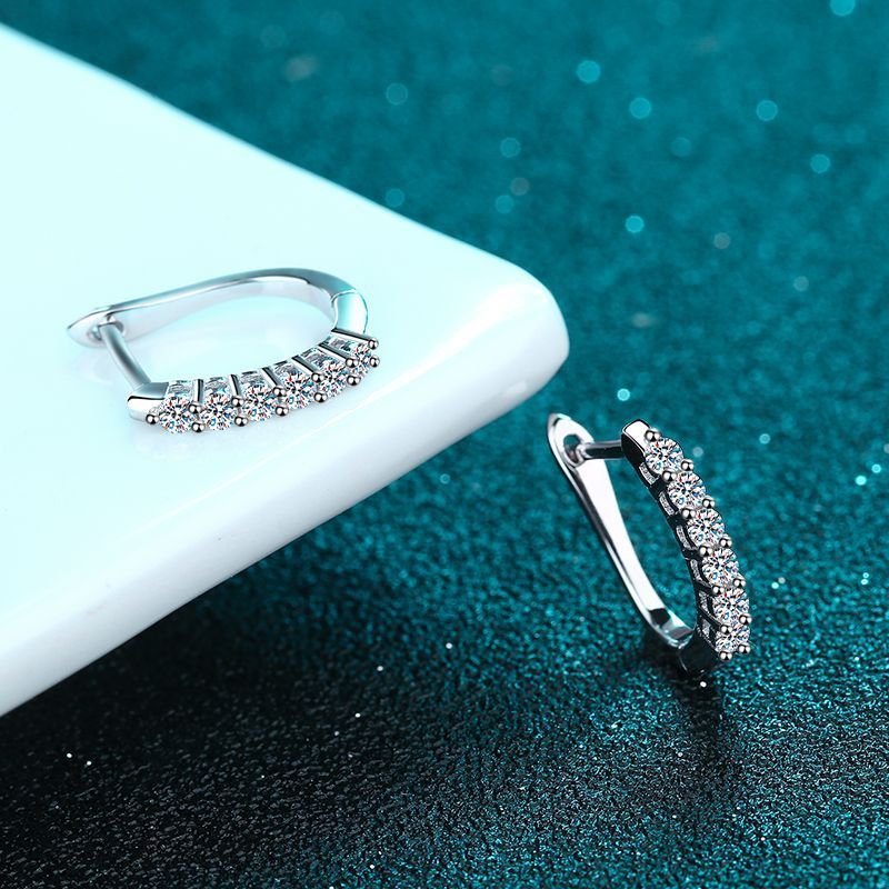 925 sterling silver single row moissanite earrings