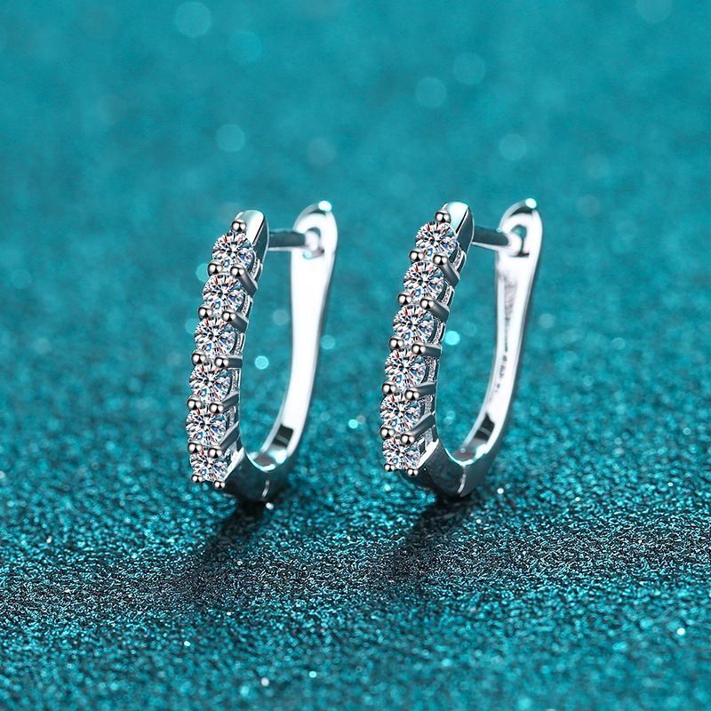 925 sterling silver single row moissanite earrings
