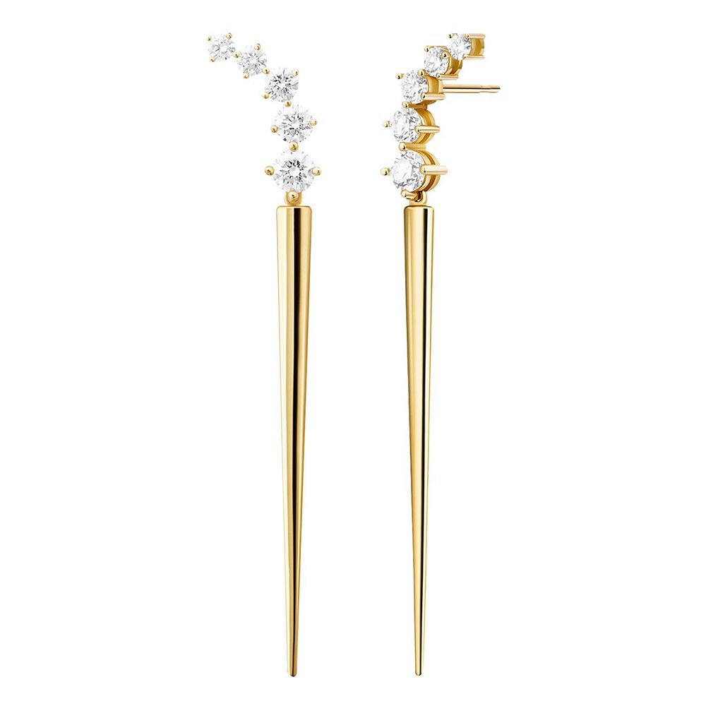 Gemnel women fashion jewelry gold plated fashion jewelry trendy 925 sterling silver bar dangle stud earrings with crystal