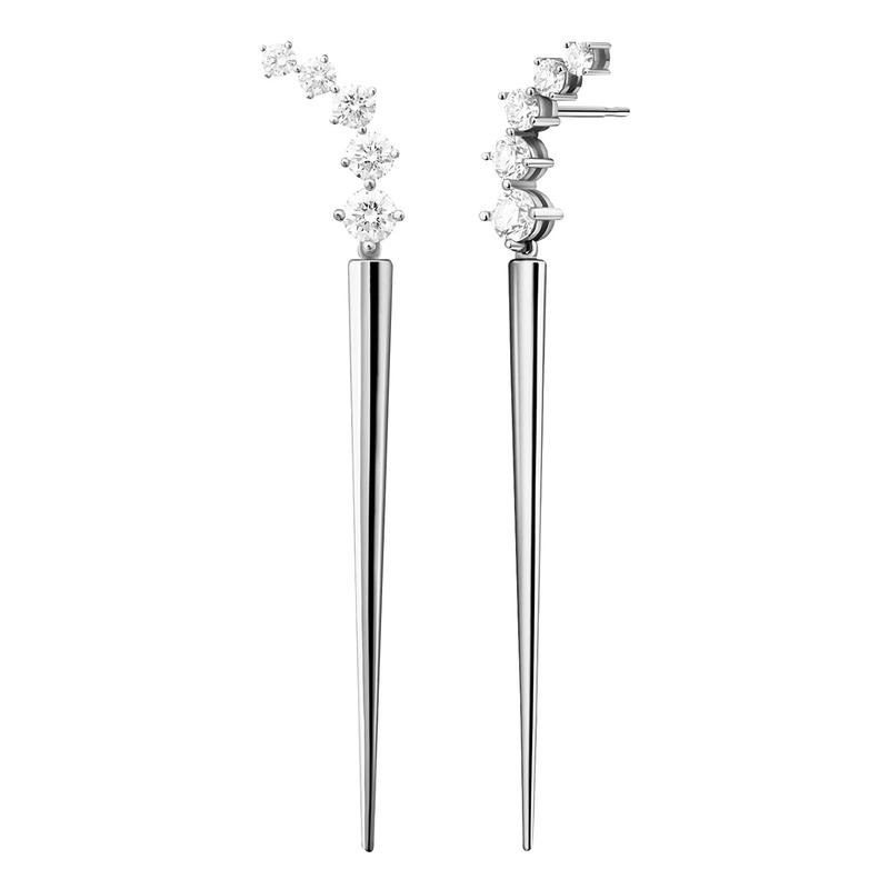 Gemnel women fashion jewelry gold plated fashion jewelry trendy 925 sterling silver bar dangle stud earrings with crystal