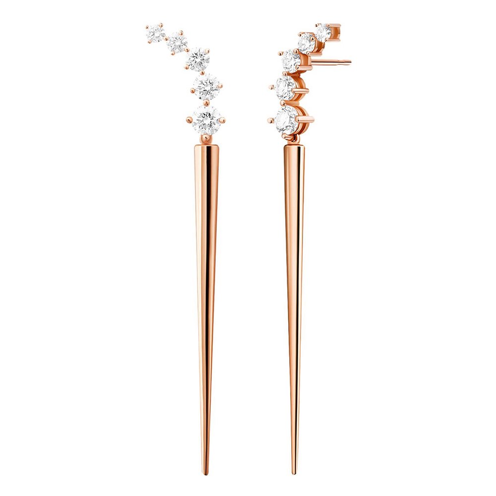 Gemnel women fashion jewelry gold plated fashion jewelry trendy 925 sterling silver bar dangle stud earrings with crystal