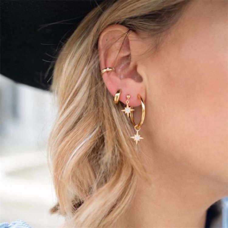 factory wholesale no piercing 925 sterling silver cz paved cuff earrings for women