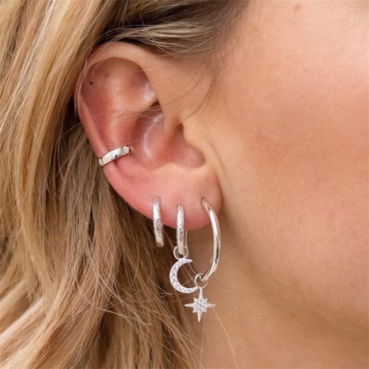 factory wholesale no piercing 925 sterling silver cz paved cuff earrings for women